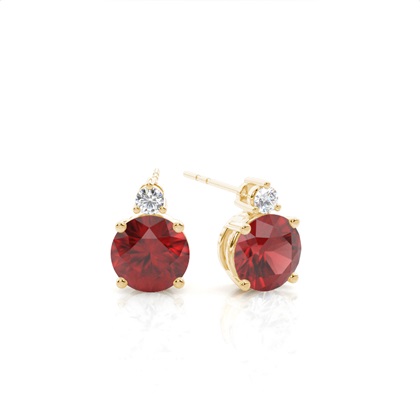 Prong Setting Round Garnet Earrings