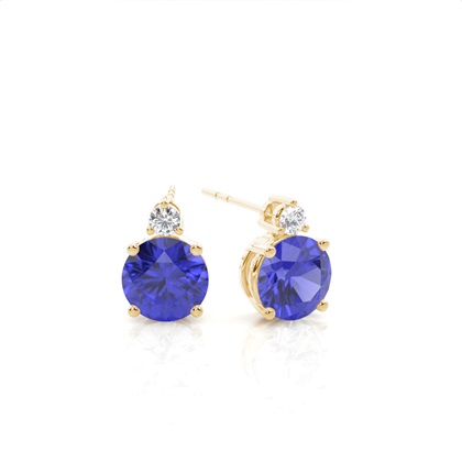 Prong Setting Round Tanzanite Earrings