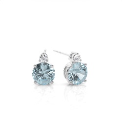 Prong Setting Round Aquamarine Earrings