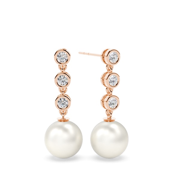 Tension Setting Round Pearl Drop Earrings