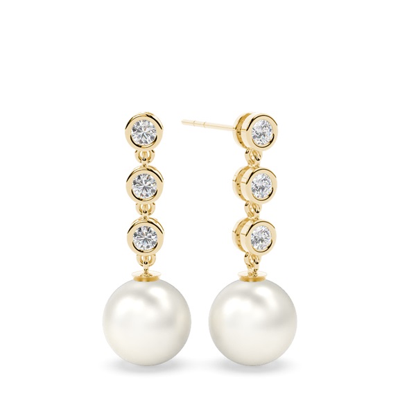 Tension Setting Round Pearl Drop Earrings