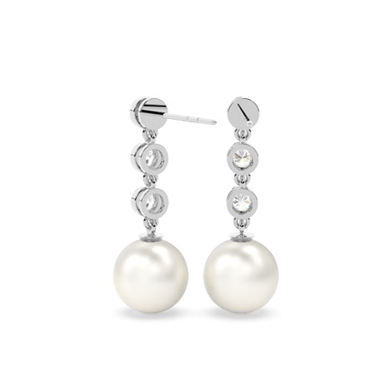 Runde Perlen Tropfen Ohrringe in einer Spannfassung