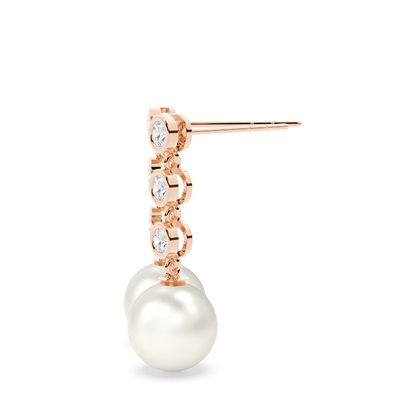 Runde Perlen Tropfen Ohrringe in einer Spannfassung