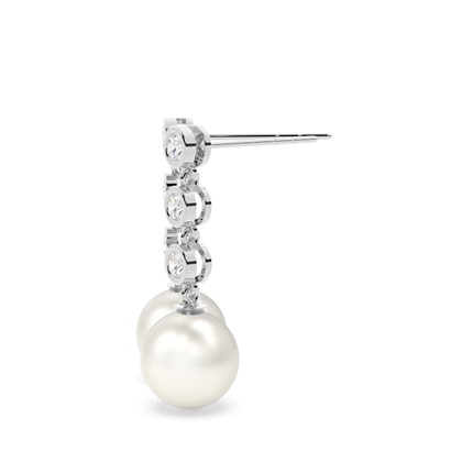 Runde Perlen Tropfen Ohrringe in einer Spannfassung