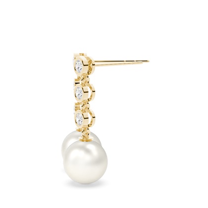 Runde Perlen Tropfen Ohrringe in einer Spannfassung