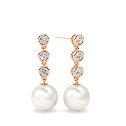 Tension Setting Round Pearl Drop Earrings