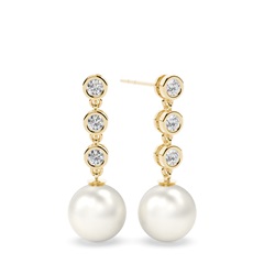 Tension Setting Round Pearl Drop Earrings