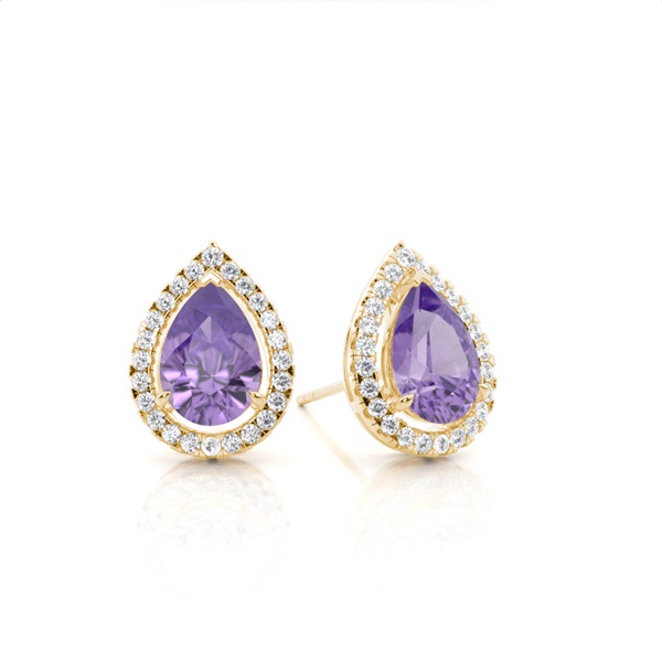 Prong Setting Halo Amethyst Earring