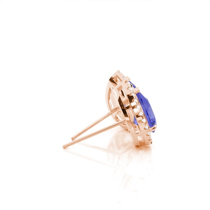 Halo-Tansanit-Ohrring in einer Krappenfassung