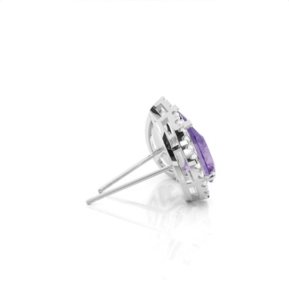 Prong Setting Halo Amethyst Earring