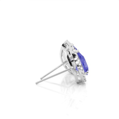 Halo-Tansanit-Ohrring in einer Krappenfassung