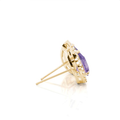 Halo-Amethyst-Ohrring in einer Krappenfassung