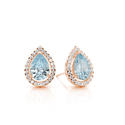 Prong Setting Halo Aquamarine Earring