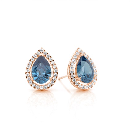 Prong Setting Halo Blue Topaz Earring