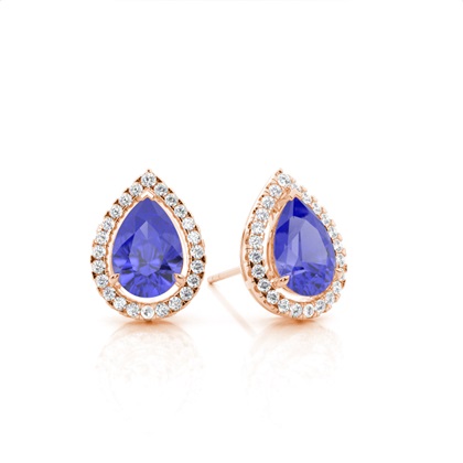 Prong Setting Halo Tanzanite Earring