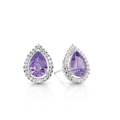 Prong Setting Halo Amethyst Earring