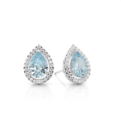 Prong Setting Halo Aquamarine Earring