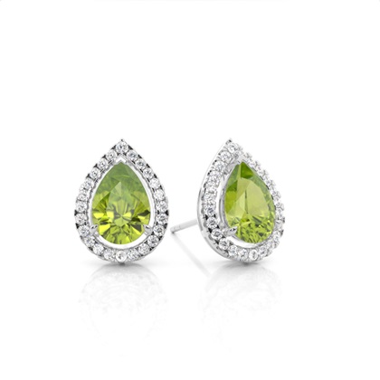 Prong Setting Halo Peridot Earring