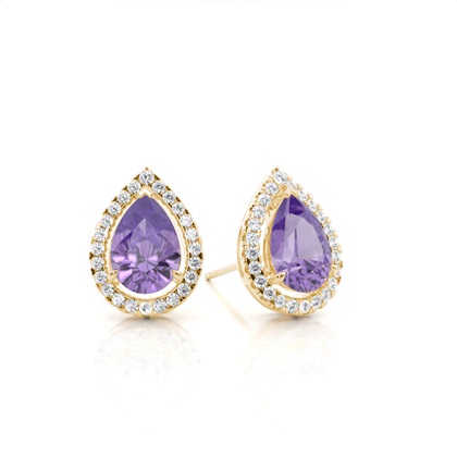 Prong Setting Halo Amethyst Earring