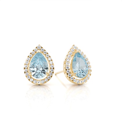 Prong Setting Halo Aquamarine Earring