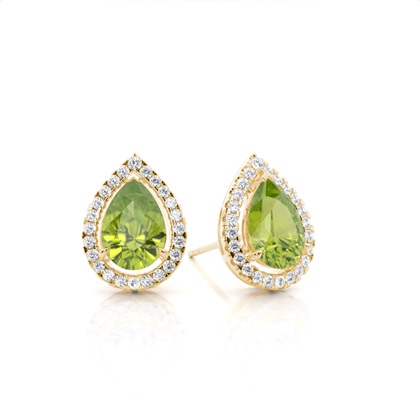 Prong Setting Halo Peridot Earring