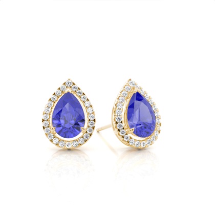 Prong Setting Halo Tanzanite Earring