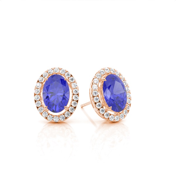 Prong Setting Halo Tanzanite Earring