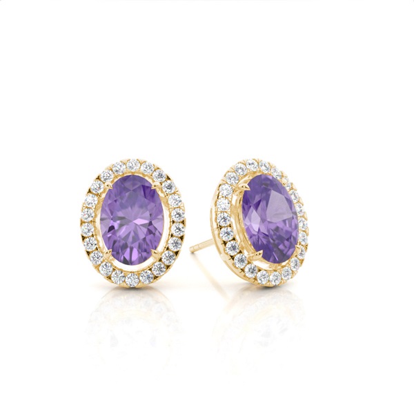 Prong Setting Halo Amethyst Earring