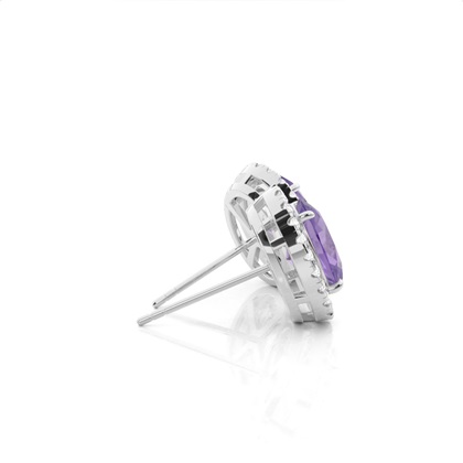 Halo-Amethyst-Ohrring in einer Krappenfassung