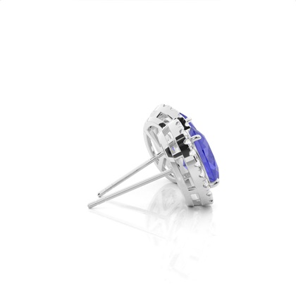 Halo-Tansanit-Ohrring in einer Krappenfassung