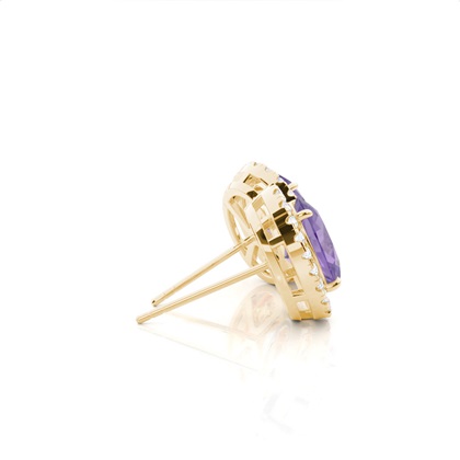 Halo-Amethyst-Ohrring in einer Krappenfassung