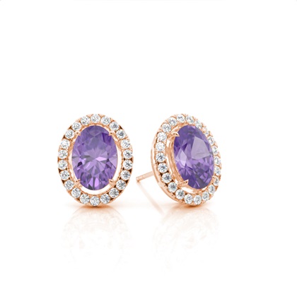 Prong Setting Halo Amethyst Earring