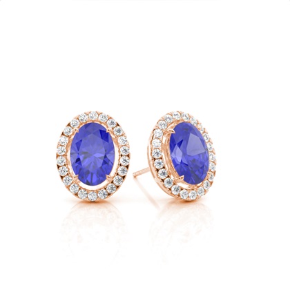Prong Setting Halo Tanzanite Earring