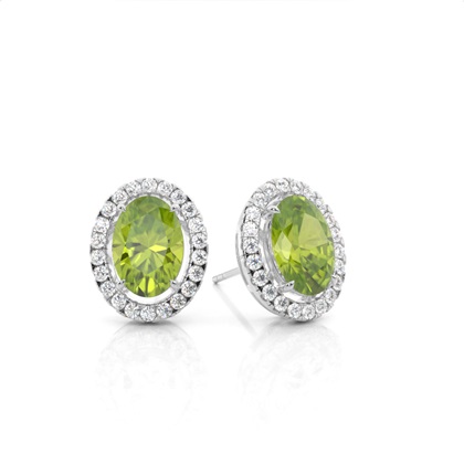 Prong Setting Halo Peridot Earring