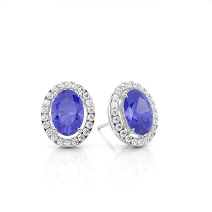 Prong Setting Halo Tanzanite Earring