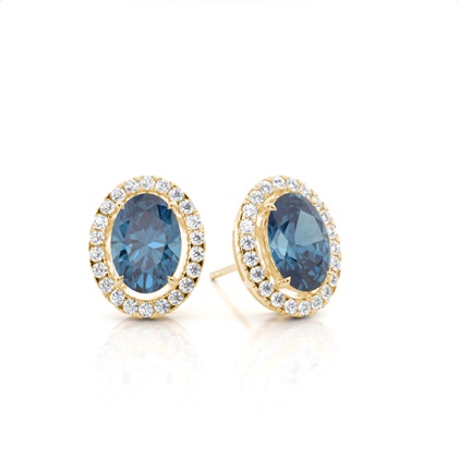 Prong Setting Halo Blue Topaz Earring