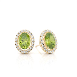 Halo-Peridot-Ohrring in einer Krappenfassung