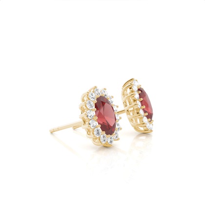 Halo Granat Ohrring in einer Krappenfassung