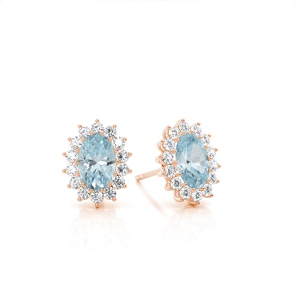 Prong Setting Halo Aquamarine Earring