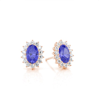 Prong Setting Halo Tanzanite Earring