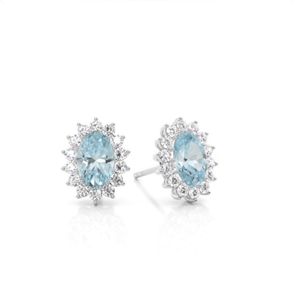 Prong Setting Halo Aquamarine Earring