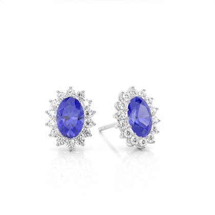 Prong Setting Halo Tanzanite Earring