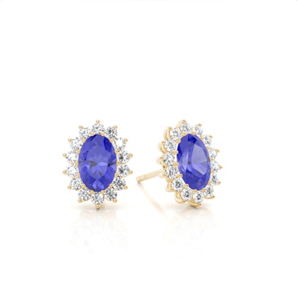 Prong Setting Halo Tanzanite Earring