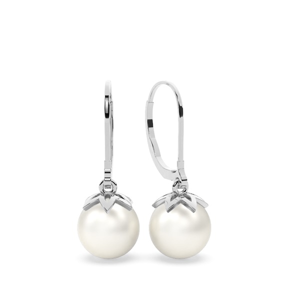 Tension Setting Round Pearl Hoop Earrings