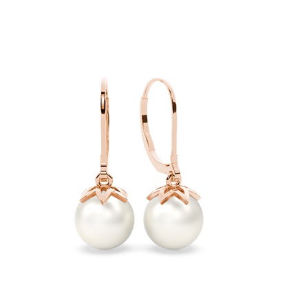Tension Setting Round Pearl Hoop Earrings