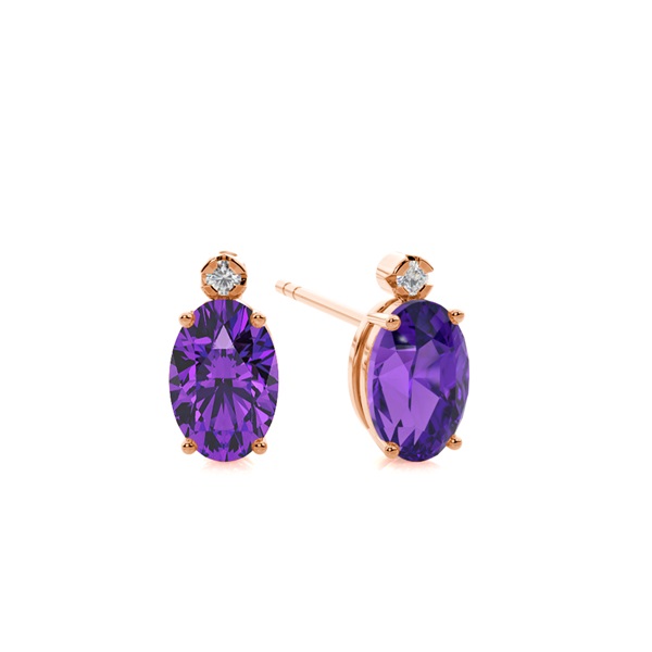 Prong Setting Oval Amethyst Earrings