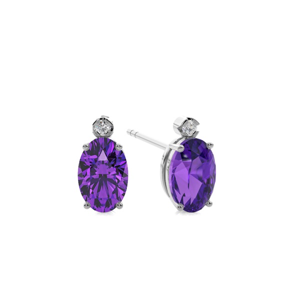 Prong Setting Oval Amethyst Earrings