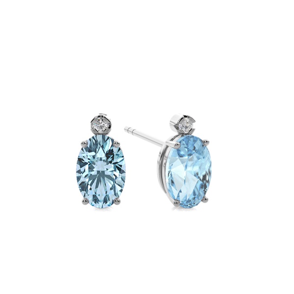 Prong Setting Oval Aquamarine Earrings