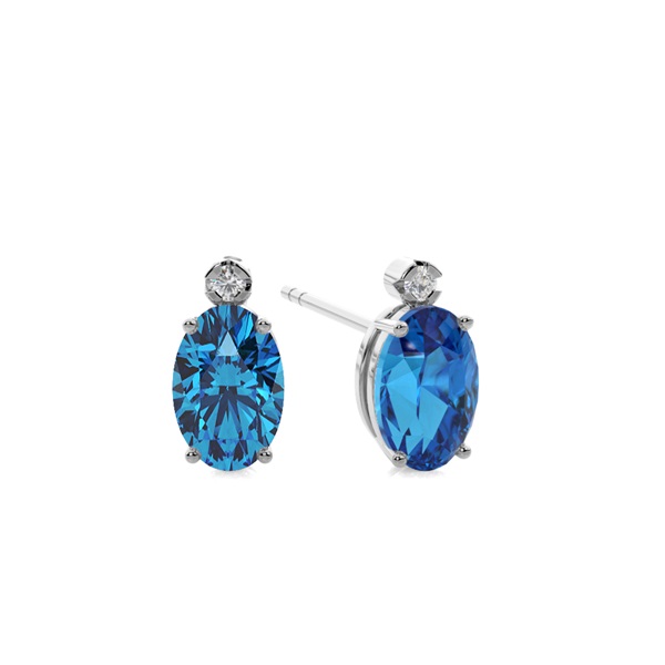 Prong Setting Oval Blue Topaz Earrings
