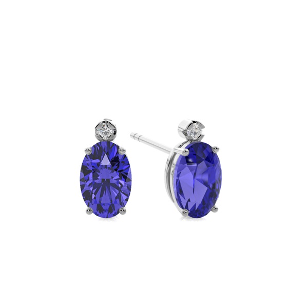 Prong Setting Oval Tanzanite Earrings